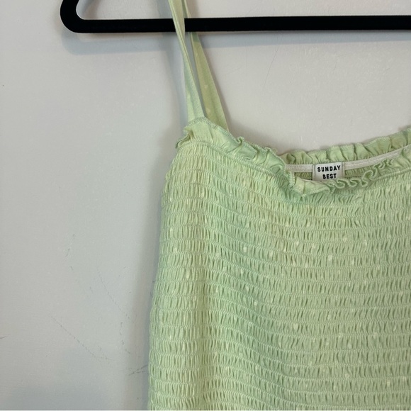 Aritzia Sunday Best | Light Green Printed Ruched Bodice Tank Top Size Small - Picture 3 of 6